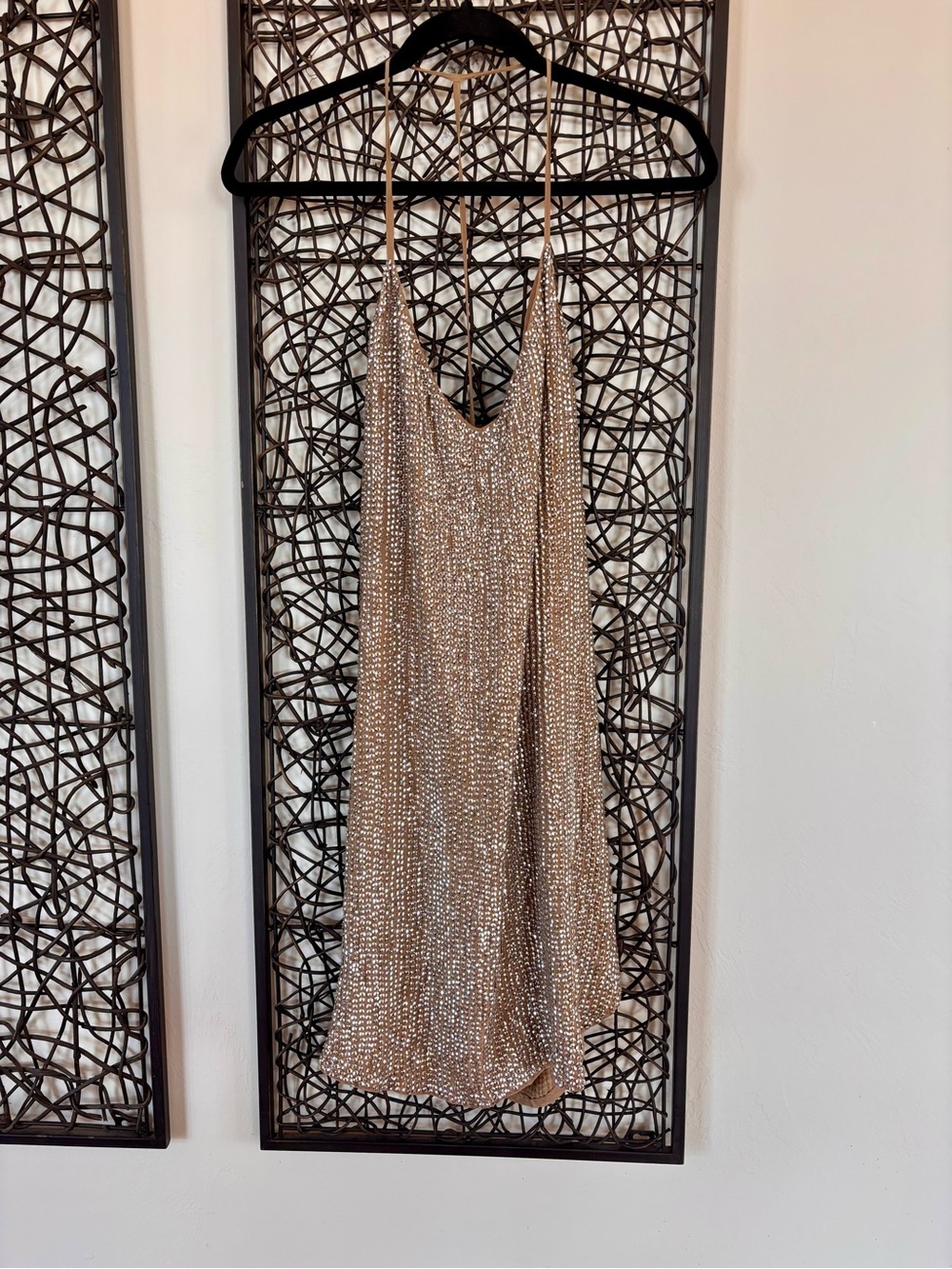 Haute Hippie Champagne Silver Sequin Embellished Slip Dress - Picture 14 of 14